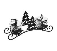 Chandelier de Noël avec cerf - Bougeoir métallique de Noël, photophore en Verre, Chandelier avec cerf, décoration pour Noel, décoration de Table d'intérieur, Manteau de cheminée (Noir)