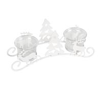 Chandelier de Noël avec cerf - Bougeoir métallique de Noël, photophore en Verre, Chandelier avec cerf, décoration pour Noel, décoration de Table d'intérieur, Manteau de cheminée (Blanc)