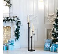 Chandelier de Sol à 5 Bras de 108 cm de Haut, Chandeliers en métal avec Abat-Jour en Acrylique, décoration de Table pour Mariage et Maison(Schwarz)