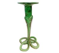 Chandelier de verre coloré le pied bougeoir décoratif pour bougies en colore verre vert, beige, blanc marbre, chandelier de verre cristal souffle a la bouche hauteur 17 cm, conçu et fabriqué par l'Oberstdorfer Glashütte