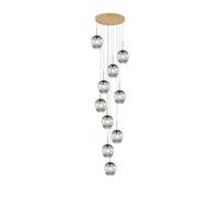 Chandelier d'escalier en verre moderne, pendentif à goutte de pluie à LED minimaliste, plafond de plafond duplex Luminaires de suspension pour le salon Home-10 Lumières D 30x150cm