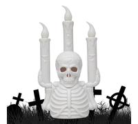 Chandelier d'Halloween à DEL | Porte-bougie squelette en forme de crâne | Bougeoir chandelier à DEL vacillant pour chambre à coucher, maison