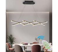Chandelier,Dimmable Chandelier LED 6 Lights Linear Light White Long Linear Chandeliers Black Industrial Ceiling Hanging Lamp for Dining Room Living Room Kitchen is, White/Black 31.5In