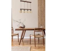 Chandelier en Bois Rustique - Design Vintage - Diamètre : 15 cm - Hauteur : 80 cm - Réglable - Culot E27 - Maximum 40 W - Peinture électrostatique - Parfait pour Les Maisons de Campagne