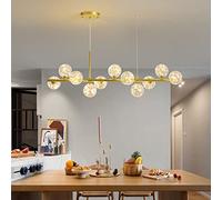 Chandelier en Cristal rectangulaire Moderne pour îlot de Cuisine, Luxe linéaire en Cristal éclairé, Plafond Suspendu à LED pour Le Salon de la Salle à Manger, Argent 100x12 cm (39x5 Pouces)