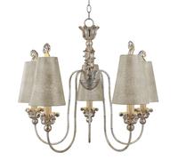 Chandelier En Tissu Argent Or Ø83Cm 5X E27 Applique De Salle À Manger