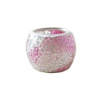 Chandelier en Verre mosaïque de Flocon de Neige de Couleur, Bougie de Souhait, Support de lumière de thé, Ornements de Table for fête de Mariage, Chandelier Romantique(Pink)
