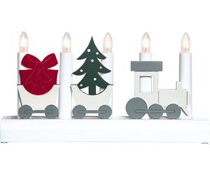 Chandelier festif JULIA en bois et avec bougies LED E10