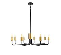 Chandelier Industrial Ceiling Swag Farmhouse Candle Chandeliers for Dining 8-Light Metal Hanging Lighting Fixtures, Living Room Entryway Suspended Lamps