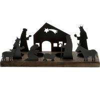Chandelier KRIPPE - env. 32 cm - Bougeoir avec crèche et personnages en noir / gris