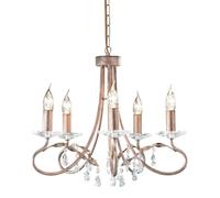 Chandelier Lampe Suspendue Plafonnier 5 Bras D 47 Cm Cristaux Argent Or [EEK: Non noté]