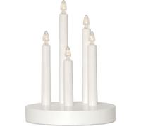 Chandelier LED 5 bougies LED Base en bois Piles H 24cm Ø 17.5cm