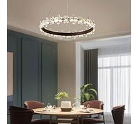 Chandelier LED européen, Aluminium dimmable Forme Cristal, réglable en Hauteur 1 Anneaux Éclairage Pendentif pour Manger Une Cuisine de Chambre à Coucher, Foyer 38W