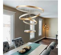 Chandelier LED, LED Grands Anneaux Foyer Chandelier Entryway High Plafond Chandelier Lightture avec télécommande pour Salle à Manger, escalier