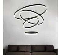 Chandelier LED, LED Grands Anneaux Foyer Chandelier Entryway High Plafond Chandelier Lightture avec télécommande pour Salle à Manger, escalier