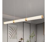 Chandelier LED Pendant Adjustable Gold Linear Chandeliers, Easy to Install Hanging Light Fixture for Dining Kitchen Staircase Bedroom Living Room