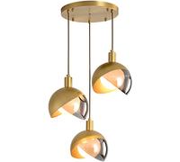 Chandelier Light, 3 Lights Hanging Ceiling Chandelier,Glass Cluster Pendant in Antique Black and Gold Brushed Brass Multi Ceiling Hanging Pendant Lighting Fixture for Dining Room,Kitchen Island,Livin