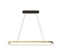 Chandelier Light, Brass Circle Chandelier LED Tri-Color Dimmable Ceiling Hanging Light Interior Adjustable Suspended Light Fixture Home Dining Room Decor Pendent Lamp(B)
