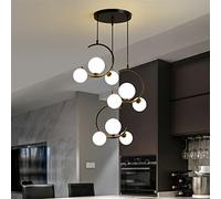 Chandelier Light, Chandelier Lamp G9 LED Pendant Lights Compatible with Living Room Restaurant Bedroom Glass Pendant Lamps(Warm White,9A Black White Glass)