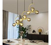 Chandelier Light, Chandelier Lamp G9 LED Pendant Lights Compatible with Living Room Restaurant Bedroom Glass Pendant Lamps(Cool White,9B Gold Clear Glass)