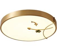 Chandelier Light For Living Room And Led Japanese Style Ceiling Lamp Round Ultra Bright Tri Shade Flat Decoration For Study Living Room(Brass 15.7In)/Brass/15.7In