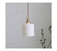 Chandelier Light, Hanging Lamp Fixtures Chandelier Light - - White Ceiling Light with Stripe Cylinder Lampshade, Ceramic Pendant Light Compatible with Kitchen Island Living Dining Room.