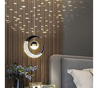 Chandelier Light, LED Bedside Hanging Light Chandelier Star Moon Night Compatible with Bedroom Dining Room Starry Night Fixtures Warm and Romantic Long Line Small Pendant Light Black Gold(Dark