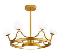 Chandelier Light, LED Chandeliers Bedroom Dining Room Entrance Door Balcony Girl Bedroom - Pendant Lights DecoratLamp Gold Pink Round Crown Home Lighting(Gold)