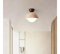 Chandelier Light, Mid Century Ceiling Light Natural Stone Semi Flush Mount Ceiling Light Marble Hallway Close to Ceiling Light Fixtures with White Milk Glass for Porch Kitchen Laundr