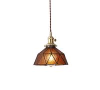 Chandelier Light, Retro Glass Chandelier,Romantic Atmosphere - Hanging Lamp,Dining Room Corridor Lighting Fixtures,Full Copper Base Decorative Pendant Light