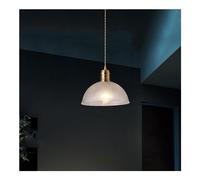 Chandelier Light, Ribbed Glass Ceiling Hanging Lamp - Hand-Blown Large Glass Dome Pendant Light - Cone Gold Industrial Farmhouse Chandelier - Compatible with Dining Table, Kitchen, Bedroom,