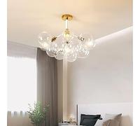 Chandelier Light, Semi Flush Mount Ceiling Light Bubble Glass Chandeliers Dining Room Close to Ceiling Light Fixtures Cluster Hanging Pendant Light for Girls Bedroom Farmhouse Living Room Kitchen Hal