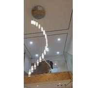 Chandelier Long Chandeliers Staircase Crystal Spiral Chandelier Lighting Flush Mount Chandeliers Ceiling Hanging Lights Suspension Light (Warm White Round base 18 lights)