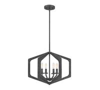 Chandelier Métal Noir Antique B: 51,2 Cm Rustique Lampe Suspendue Salon