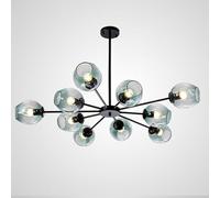 Chandelier Mid Century Glass Chandeliers Retro Ceiling Lamp Indoor Multi-Lights Ceiling Light Chandelier Fixtures for Living Room Dining Room Bedroom Kitchen(Black+Clear) Chandeli