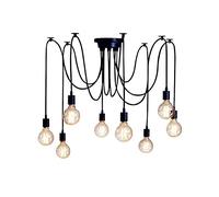 Chandelier Modern White/Black Lustre Chandeliers 6-10 Arms Retro Adjustable Edison Bulb Lamp E27 Art Spider Ceiling luminaire Fixture (Lampshade Color : White Color Number of Lights : 6 Heads) (10 He