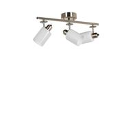 Chandelier moderne avec corps en métal et capuchon en verre, 12 cm de diamètre, 20 cm de hauteur, 56 cm de longueur | Culot E27, max. 40 W, design blanc élégant pour hôtels et maisons