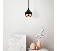 Chandelier moderne avec hauteur réglable, noir et cuivre, 15 x 15 cm, 135 cm - Culot E27, max. 40 W - Design glamour élégant et scandinave pour la maison