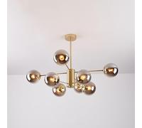 Chandelier moderne du milieu du siècle, luminaire pendentif linéaire en verre en verre, luminaire de plafond de globe décoratif pour salle à manger, chambre à coucher, cuisine, installation facile (8
