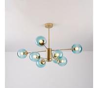 Chandelier moderne du milieu du siècle, luminaire pendentif linéaire en verre en verre, luminaire de plafond de globe décoratif pour salle à manger, chambre à coucher, cuisine, installation facile (8