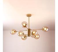 Chandelier moderne du milieu du siècle, luminaire pendentif linéaire en verre en verre, luminaire de plafond de globe décoratif pour salle à manger, chambre à coucher, cuisine, installation facile (8