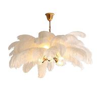 Chandelier New Nordic Luxury Feather Living Room Chandelier Personality Full Copper Modern Bedroom Clothing Shop Light (Body Color : Orange Small) (White large)