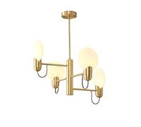 Chandelier nordique avec 4 coussineries de vitre de soucoupe blanche crémeuse, luminaire de décoration en laiton brossé, lumières suspendues en fer forgé pour le salon, îlot de cuisine, salle à