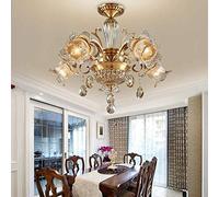 Chandelier Perfect European Style Copper Living Room Chandelier Villa Crystal Chandelier High-end American Restaurant Lamp Retro Chandelier 56 * 70cm