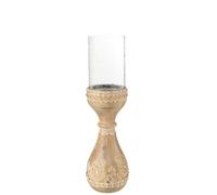 Chandelier Perles Bois DE MANGUIER Naturel/Blanc Small