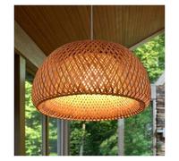 Chandelier Rattan Lampshade Natural Wicker Hanging Fixture Adjustable Height Lamp Retro Pendant Light for Dining Room Kitchen Island Hallway(45 * 23cm)