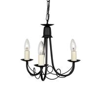 Chandelier Rustique GOTICA 5 Noir 3-flmg Ø37cm Pour Table À Manger Salon
