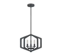 Chandelier Rustique Noir Antique B: 40,6 Cm 3X E14 Métal Suspension