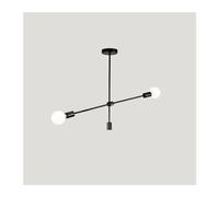 Chandelier scandinave Moderne Long Rod Art Deco Chandelier E27 - Chambre à Manger Chambre Salon Magique de Haricots (lumière Chaude, Noir - 2 têtes)