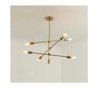 Chandelier scandinave Moderne Long Rod Art déco e27 - Chambre à Manger Salon Lampe à Haricot Magique (sans Ampoule, Or - 6 têtes)